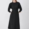 Karen Millen Structured Crepe Keyhole Rounded A Line Midi Dress -Karen Millen shop black structured crepe keyhole rounded a line midi dress
