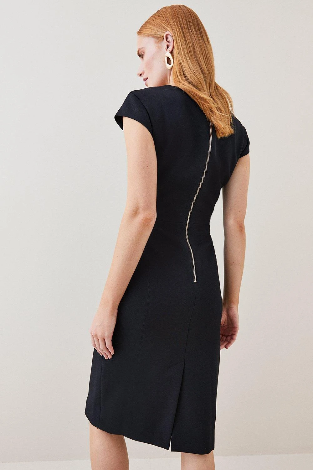 Karen Millen Structured Crepe Tie Front Pencil Midi Dress 5 Karen Millen Structured Crepe Tie Front Pencil Midi Dress - Image 3