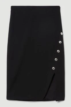 Karen Millen Structured Crepe Wrap Detail Midi Skirt