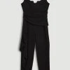 Karen Millen Structured Crepe Wrap Drape Detail Jumpsuit 1 Karen Millen Structured Crepe Wrap Drape Detail Jumpsuit -Karen Millen shop black structured crepe wrap drape detail jumpsuit