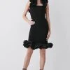 Karen Millen Taffeta Detail Ponte Mini Dress -Karen Millen shop black taffeta detail ponte mini dress