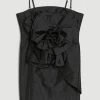 Karen Millen Taffeta Rosette Mini Dress -Karen Millen shop black taffeta rosette mini dress