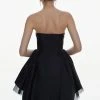 Karen Millen Taffeta & Tulle Bandeau Mini Dress -Karen Millen shop black taffeta tulle bandeau mini dress