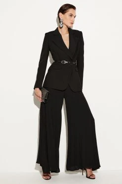 Karen Millen Tailored And Pleat Belted Jumpsuit -Karen Millen shop black tailored and pleat belted jumpsuit 1 4