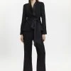 Karen Millen Tailored Blazer Tie Waist Jumpsuit -Karen Millen shop black tailored blazer tie waist jumpsuit