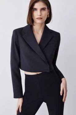 Karen Millen Tailored Cropped Blazer -Karen Millen shop black tailored cropped blazer 1