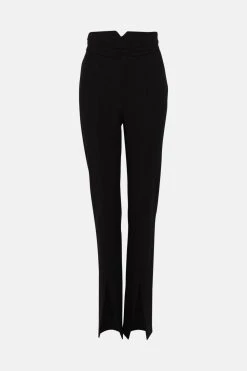 Karen Millen Tall Compact Stretch High Rise Split Hem Trouser -Karen Millen shop black tall compact stretch high rise split hem trouser 4