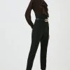 Karen Millen Tall Compact Stretch High Waist Slim Leg Trouser -Karen Millen shop black tall compact stretch high waist slim leg trouser