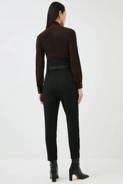 Karen Millen Tall Compact Stretch High Waist Slim Leg Trouser -Karen Millen shop black tall compact stretch high waist slim leg trouser 2