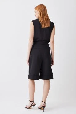 Karen Millen Tall Compact Stretch Turn Up Hem Tailored Walking Shorts 8 Karen Millen Tall Compact Stretch Turn Up Hem Tailored Walking Shorts -Karen Millen shop black tall compact stretch turn up hem tailored walking shorts 1