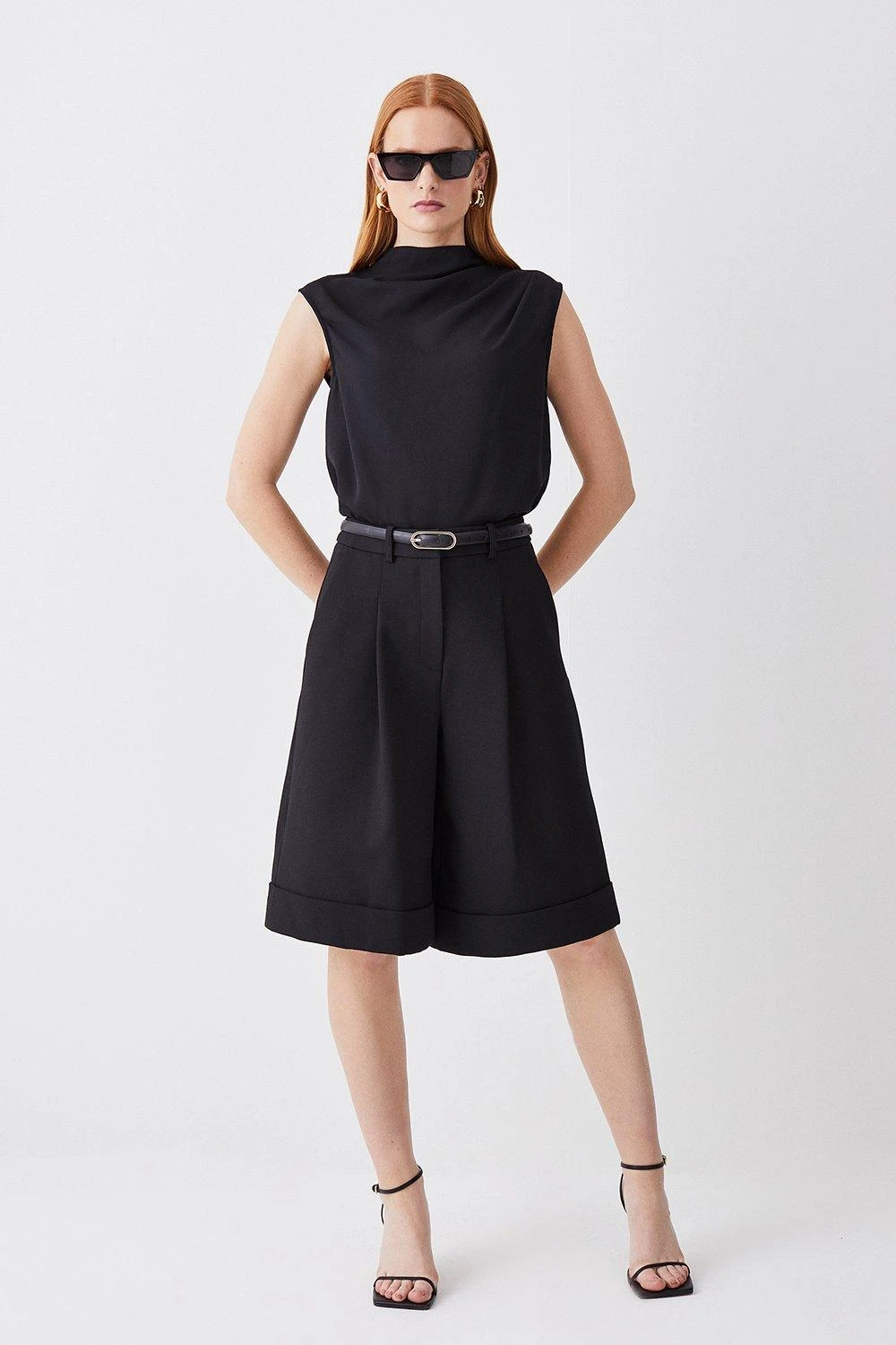 Karen Millen Tall Compact Stretch Turn Up Hem Tailored Walking Shorts 6 Karen Millen Tall Compact Stretch Turn Up Hem Tailored Walking Shorts - Image 4