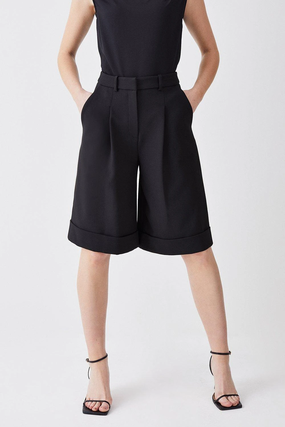 Karen Millen Tall Compact Stretch Turn Up Hem Tailored Walking Shorts 7 Karen Millen Tall Compact Stretch Turn Up Hem Tailored Walking Shorts - Image 5