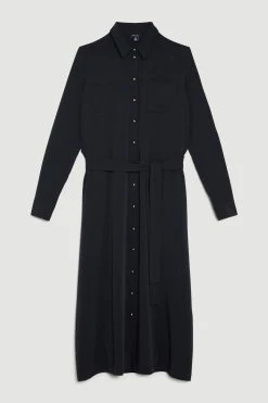Karen Millen Tall Essential Tailored Midi Shirt Dress -Karen Millen shop black tall essential tailored midi shirt dress 3