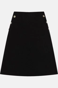 Karen Millen Tall Essential Techno Woven Skirt -Karen Millen shop black tall essential techno woven skirt 2