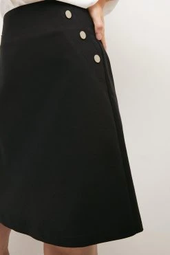 Karen Millen Tall Essential Techno Woven Skirt -Karen Millen shop black tall essential techno woven skirt 3