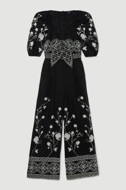 Karen Millen Tall Floral & Geo Embroidered Woven Jumpsuit 9 Karen Millen Tall Floral & Geo Embroidered Woven Jumpsuit -Karen Millen shop black tall floral geo embroidered woven jumpsuit 2