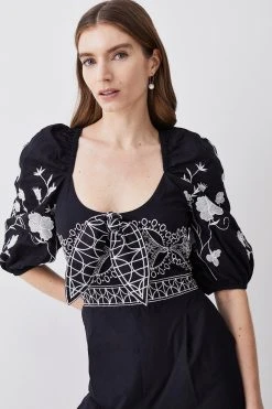 Karen Millen Tall Floral & Geo Embroidered Woven Jumpsuit