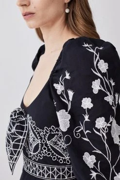 Karen Millen Tall Floral & Geo Embroidered Woven Jumpsuit 11 Karen Millen Tall Floral & Geo Embroidered Woven Jumpsuit -Karen Millen shop black tall floral geo embroidered woven jumpsuit 4
