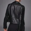 Karen Millen Tall Leather Signature Biker Jacket 1 Karen Millen Tall Leather Signature Biker Jacket -Karen Millen shop black tall leather signature biker jacket