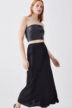 Karen Millen Tall Satin Viscose Woven Skirt