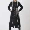 Karen Millen Tall Soft Tailored Pipe Detail Sleeved Shirt Dress -Karen Millen shop black tall soft tailored pipe detail sleeved shirt dress