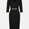 Karen Millen Tall Structured Crepe Belted Forever Midi Dress