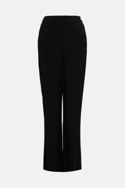Karen Millen Tall Viscose Satin Back Crepe Wide Leg Trouser -Karen Millen shop black tall viscose satin back crepe wide leg trouser 2