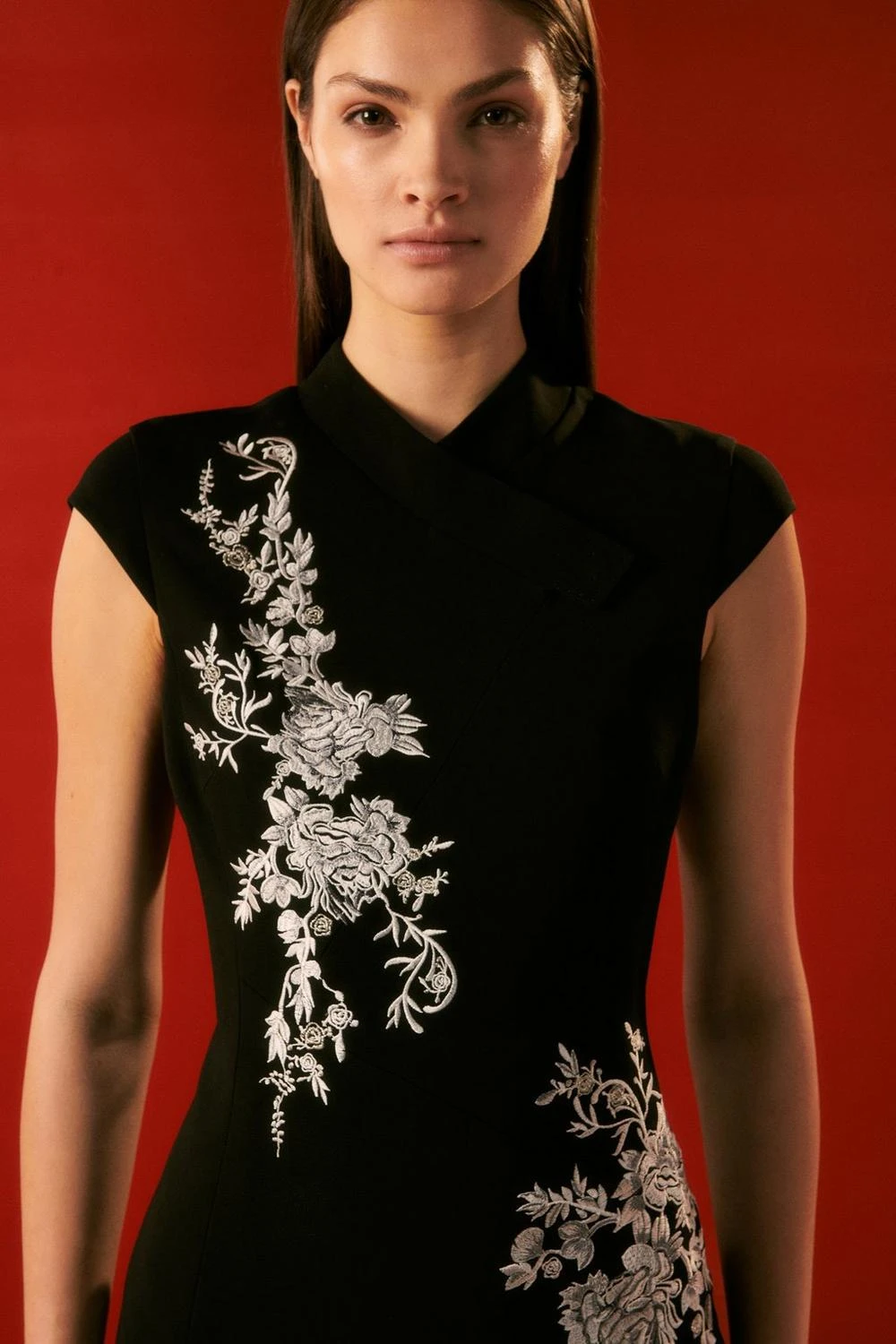 Karen Millen The Founder Embroidered High Neck Midi Column Dress 4 Karen Millen The Founder Embroidered High Neck Midi Column Dress - Image 2