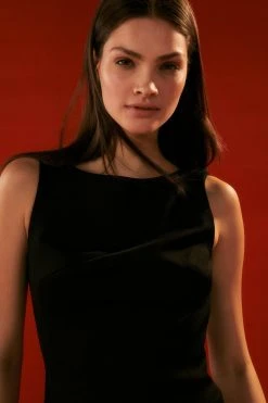 Karen Millen The Founder Italian Seamed Sleeveless Shell Top -Karen Millen shop black the founder italian seamed sleeveless shell top 3