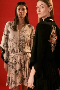 Karen Millen The Founder Koi Embroidered Woven Mini Dress -Karen Millen shop black the founder koi embroidered woven mini dress 4