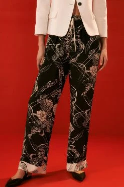 Karen Millen The Founder Koi Printed Woven Trousers