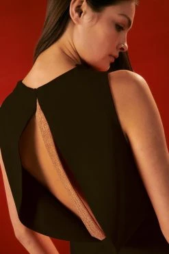 Karen Millen The Founder Petite Compact Stretch Viscose Sequin Back Detail Mini Dress