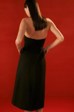 Karen Millen The Founder Tall Compact Stretch Belted Aline Midi Dress -Karen Millen shop black the founder tall compact stretch belted aline midi dress 4