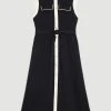 Karen Millen Twill Button Through Woven Midi Shirt Dress -Karen Millen shop black twill button through woven midi shirt dress