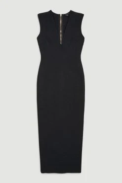 Karen Millen V Neck Sleeveless Bandage Midaxi Dress -Karen Millen shop black v neck sleeveless bandage midaxi dress 1