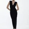 Karen Millen V Neck Sleeveless Bandage Midaxi Dress -Karen Millen shop black v neck sleeveless bandage midaxi dress
