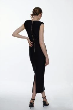 Karen Millen V Neck Sleeveless Bandage Midaxi Dress -Karen Millen shop black v neck sleeveless bandage midaxi dress 2