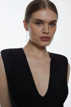 Karen Millen V Neck Sleeveless Bandage Midaxi Dress -Karen Millen shop black v neck sleeveless bandage midaxi dress 4