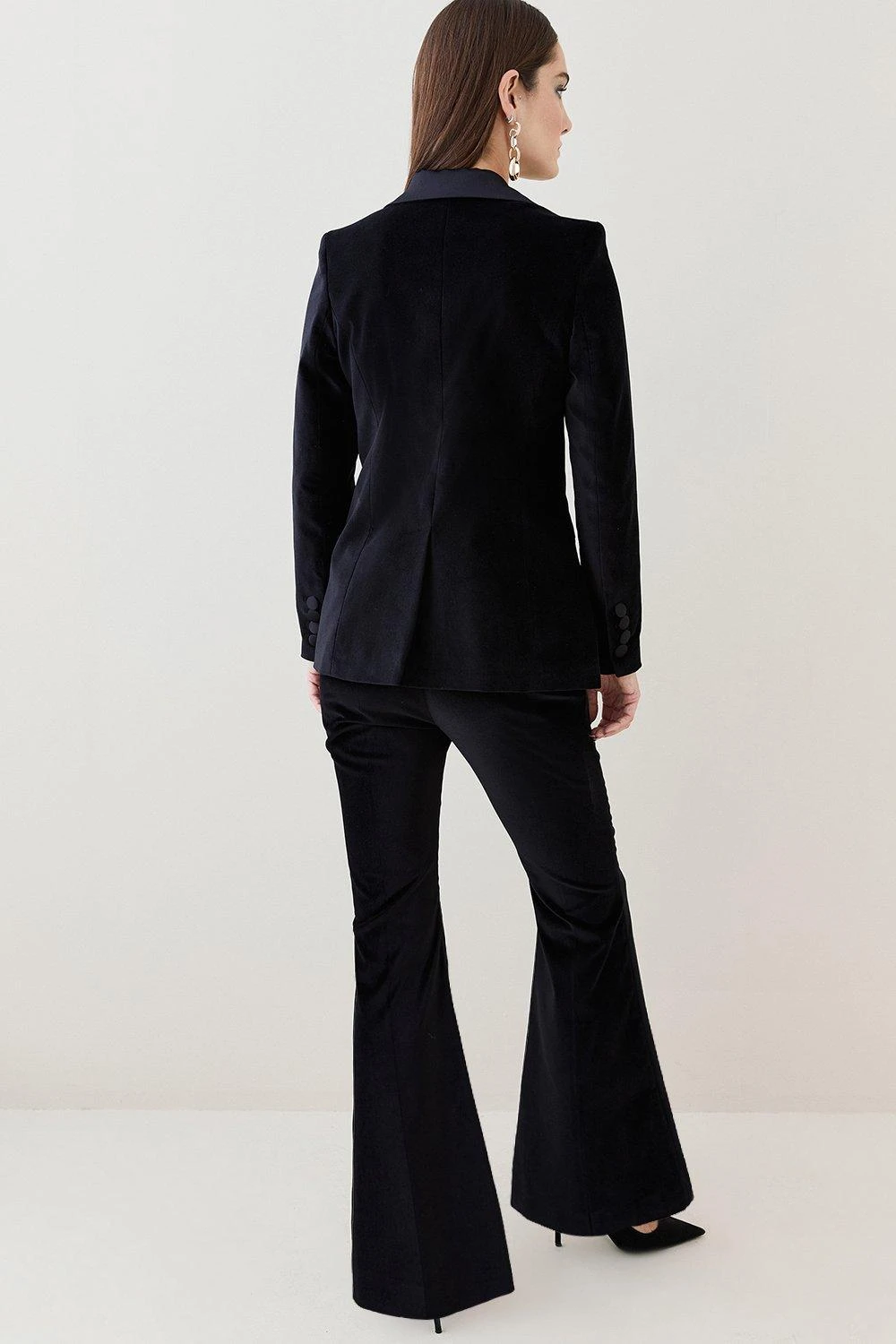 Karen Millen Velvet Waistband Detail Tailored Kickflare Trouser 3 Karen Millen Velvet Waistband Detail Tailored Kickflare Trouser