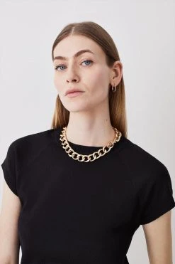 Karen Millen Viscose Blend Knitted T-shirt -Karen Millen shop black viscose blend knitted t shirt 2