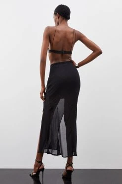 Karen Millen Viscose Split Front Midi Skirt