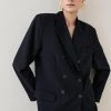 Karen Millen Wool Blend Double Breasted Tailored Jacket -Karen Millen shop black wool blend double breasted tailored jacket