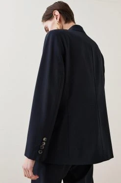 Karen Millen Wool Blend Double Breasted Tailored Jacket 11 Karen Millen Wool Blend Double Breasted Tailored Jacket -Karen Millen shop black wool blend double breasted tailored jacket 4