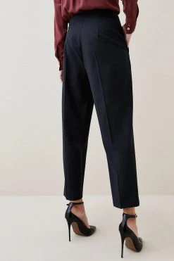 Karen Millen Wool Blend High Waist Slim Leg Trouser -Karen Millen shop black wool blend high waist slim leg trouser 2