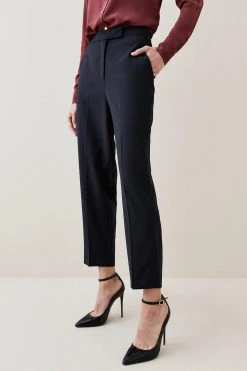 Karen Millen Wool Blend High Waist Slim Leg Trouser -Karen Millen shop black wool blend high waist slim leg trouser 3