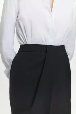 Karen Millen Wool Blend Wrap Detail Midi Skirt