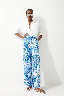 Karen Millen Baroque Tile Woven Wide Leg Trouser