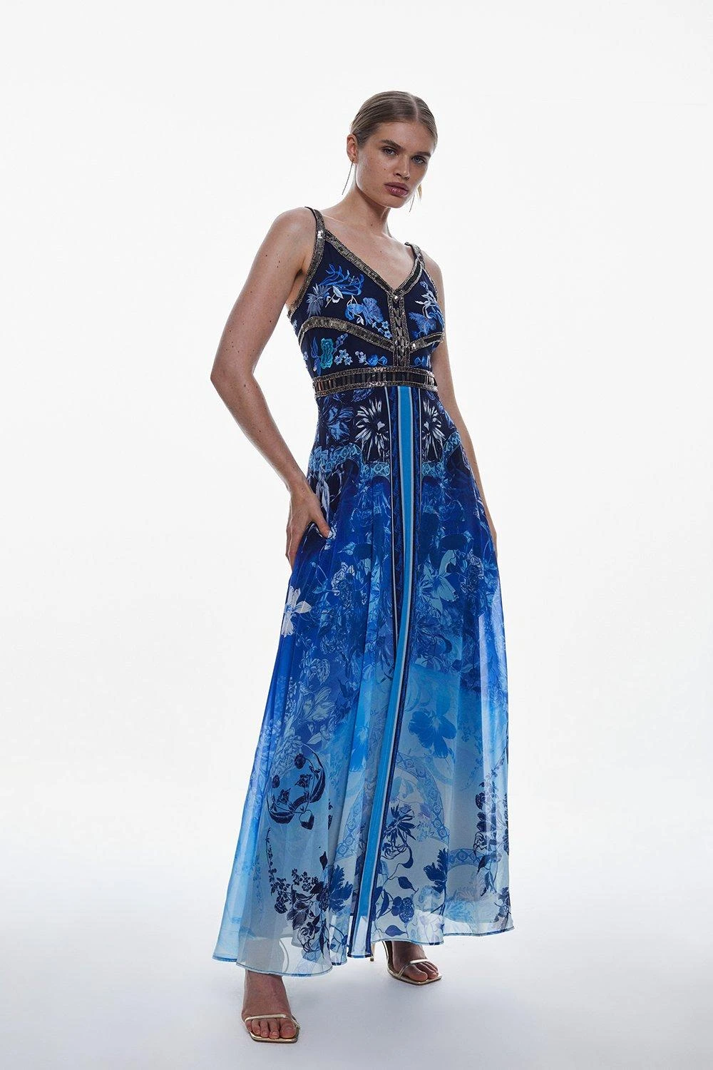 Karen Millen Beaded Embellished Woven Maxi Dress 6 Karen Millen Beaded Embellished Woven Maxi Dress - Image 4