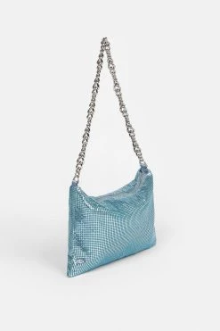 Karen Millen Chainmail Shoulder Bag 9 Karen Millen Chainmail Shoulder Bag -Karen Millen shop blue chainmail shoulder bag 3