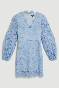 Karen Millen Chemical Lace V Neck Woven Mini Dress